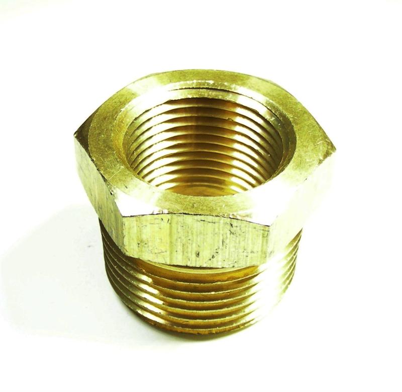 1" Male NPT x 3/4" Female NPT Brass Hex Bushing