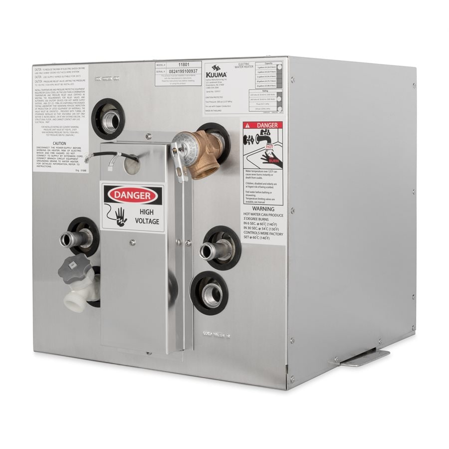 Kuuma 11801 5 Gal. Marine Electric Water Heater with Front Heat Exchanger/Side Mnt, 240V L1 &  L2