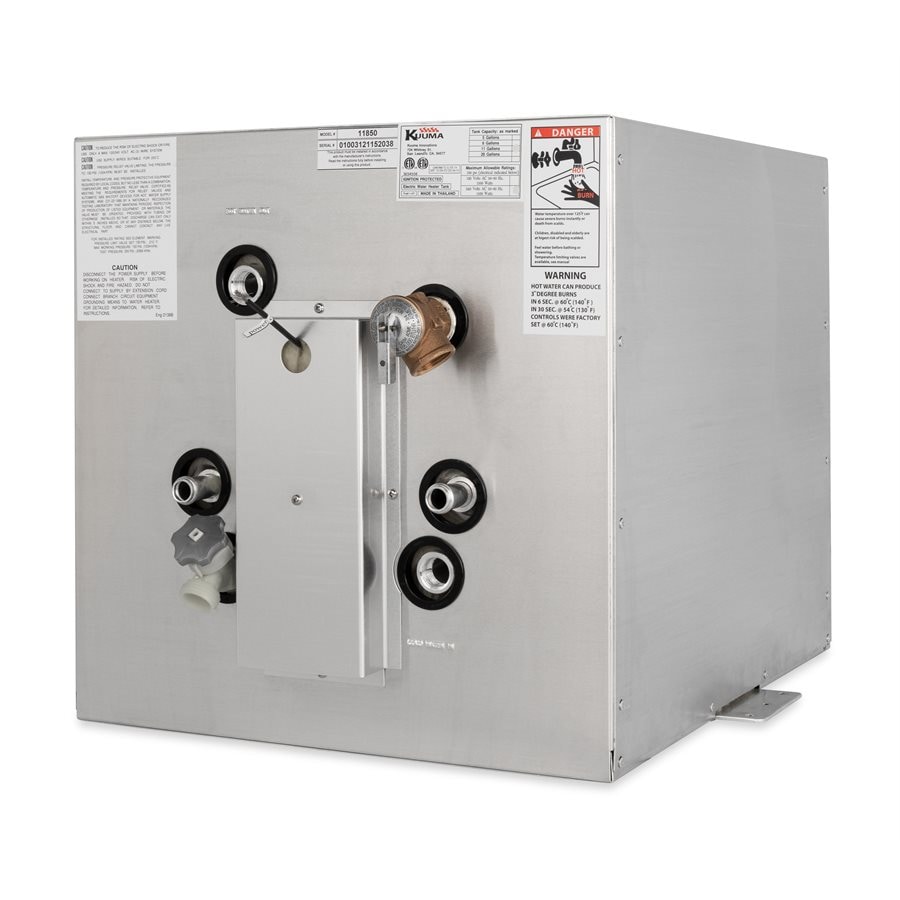 Kuuma 11850 11 Gal. Marine Electric Water Heater with Front Heat Exchanger/Side Mnt, 230V L1 & N