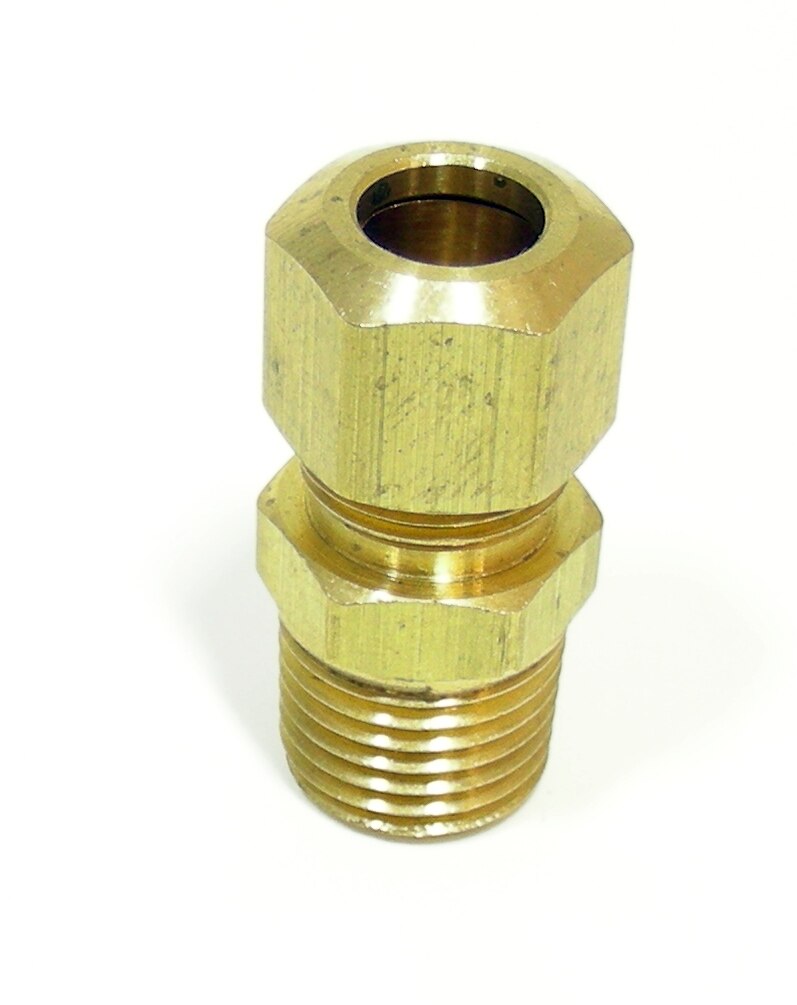 thumbnail image 2 of Compression Fitting – 10mm Tube OD To 1/4 Inch NPT Male Adapter, Brass, By DYNAPEX 2 of 3
