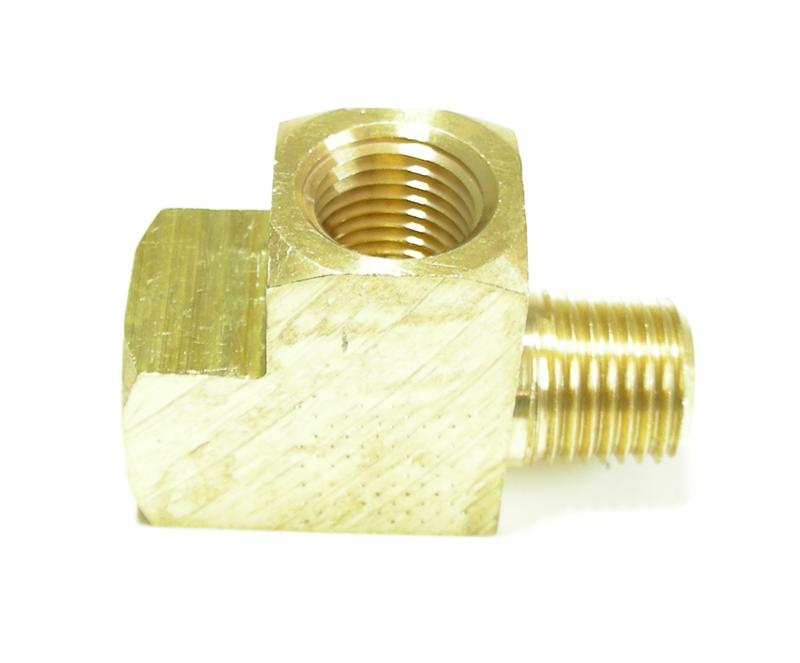 4 Pack 1/4 NPT Brass Street Tee With 1/8 NPT Gauge Hole | Newmatics NE-127A-B-1/8TAI-4pk