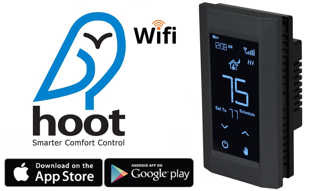 THERMOSTAT, HOOT WIFI DP 120/208/240V 16A BLACK