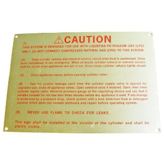 70706 LPG Caution Plaque Satisfies ABYC A-1.11 Requirement