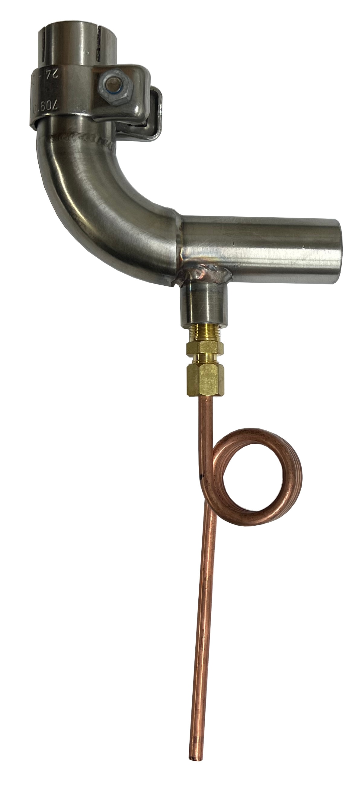 été W915-64A-22 22mm Stainless exhaust elbow with condensation drain