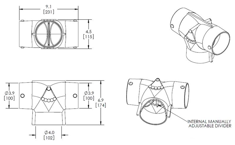 AT444 ABS Plastic Adapter T, 4