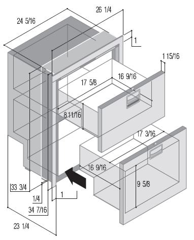DRW180AIXD4-DF 5.3 cf AC/DC S/S DRAWER, ALL IN ONE DBL DRAWER