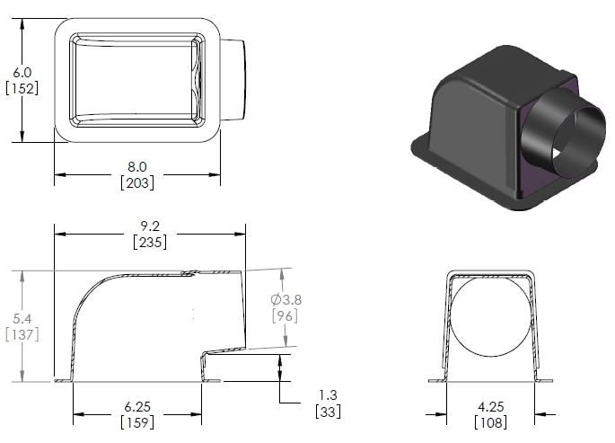 Tb64 4e 6 X 4 Abs Plastic Transition Box With 4 Ring End By Msi Tb64 4e 6 X 4 Abs Plastic Transition Box With 4 Ring End By Msi